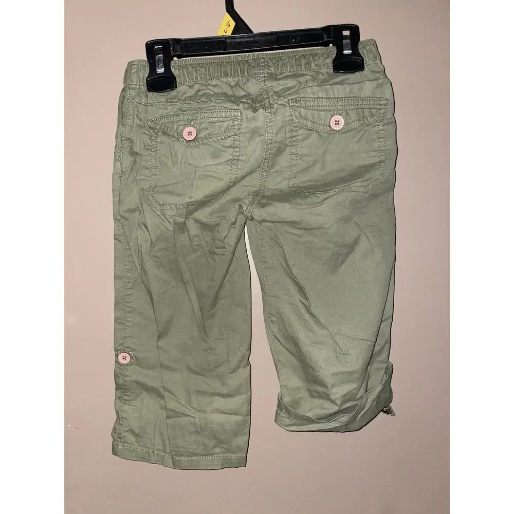 Girls Gymboree Green Khaki Style Pants Roll Tab Bottoms Elastic Waist Sz 6 2008